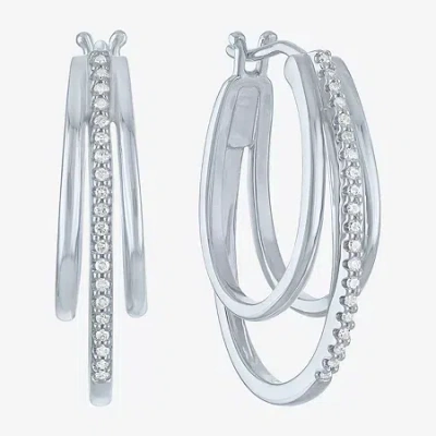 Fine Jewelry 1/10 Ct. T.w. Sterling Silver Or 14k Gold Over Silver Diamond Multi Hoop Earrings In Silver