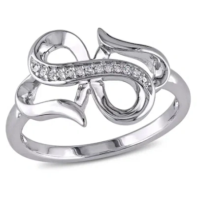 Fine Jewelry Womens Diamond Accent Natural White Diamond Sterling Silver Heart Infinity Cocktail Ring In Transparent
