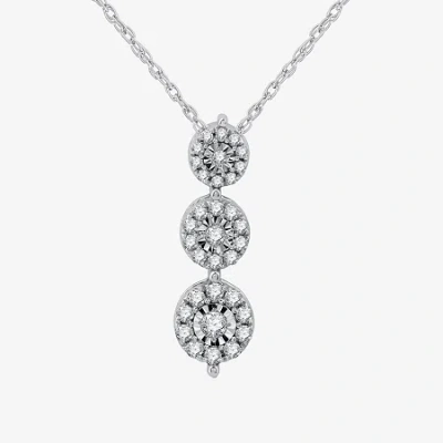 Fine Jewelry Womens 1/4 Ct. T.w. Lab Grown White Diamond Sterling Silver Round 18 Inch Pendant Necklace In Transparent
