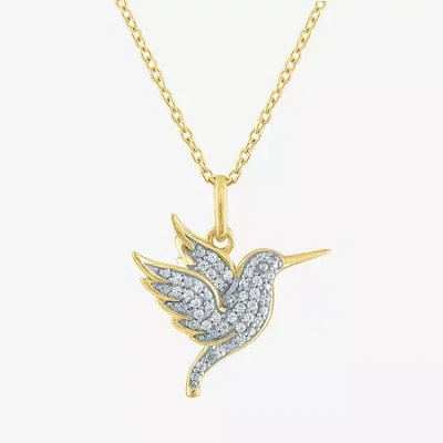 Fine Jewelry Hummingbird (g-h / Si2-i1) Womens 1/10 Ct. T.w. Lab Grown White Diamond 14k Gold Over Silver Sterlin In Transparent