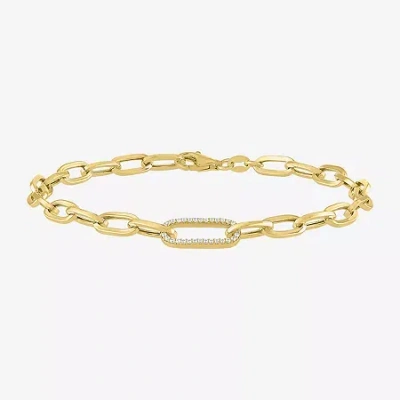 Fine Jewelry (g-h / I1-i2) Womens 14k Gold Over Silver 8 Inch Paperclip Chain Bracelet In Transparent