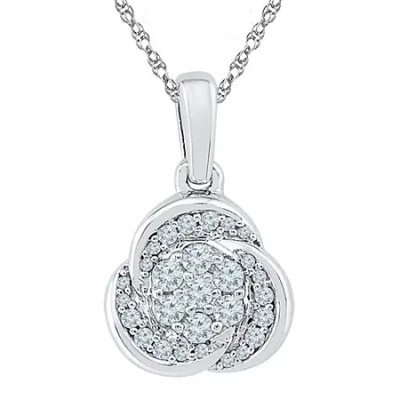 Fine Jewelry Womens 1/4 Ct. T.w. Natural White Diamond Sterling Silver 18 Inch Pendant Necklace In Transparent