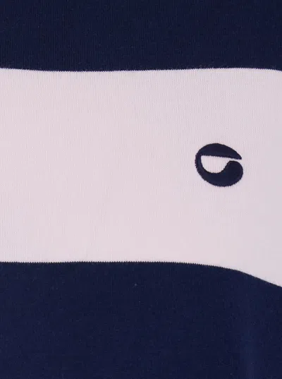 Coperni Women Multicolor Dress With All-over Stripe Pattern And Embroidered Logo On The Front In Cot In Blue