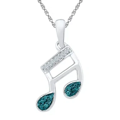 Fine Jewelry Music Note Womens Diamond Accent Natural Blue Diamond Sterling Silver 18 Inch Pendant Necklace In Transparent