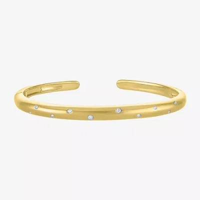 Fine Jewelry (g-h / I1-i2) Womens 1/10 Ct. T.w. White Diamond 14k Gold Over Stainless Steel Cuff Bracelet In Transparent