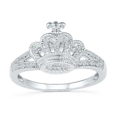 Fine Jewelry Womens Diamond Accent Natural White Diamond Sterling Silver Cocktail Ring In Transparent