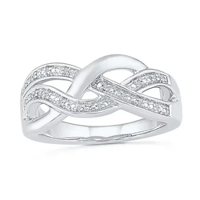 Fine Jewelry Womens Diamond Accent Natural White Diamond Sterling Silver Crossover Cocktail Ring In Transparent