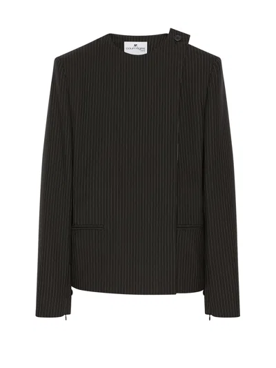 Courrèges Buckle Pinstripes Jacket In Black