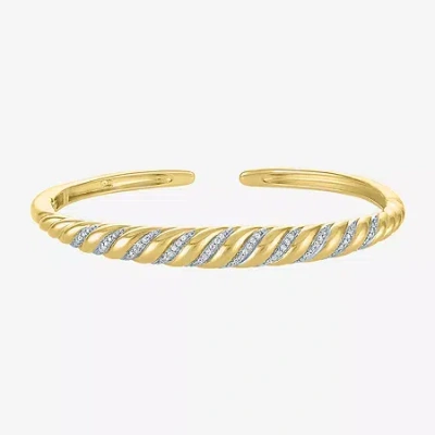 Fine Jewelry Diamond Addiction (g-h / I1-i2) Womens 1/10 Ct. T.w. White Diamond 14k Gold Over Silver Cuff Bracele In Transparent