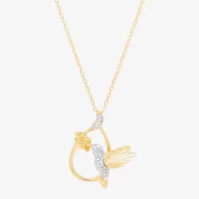 Fine Jewelry (h-i/si1-si2) Womens 1/10 Ct. T.w. Lab Grown White Diamond 14k Gold Over Silver 18 Inch Pendant Neck In Yellow