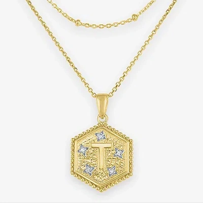 Fine Jewelry Intial "a" Womens Diamond Accent Natural White Diamond 2-pc. Necklace Set