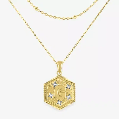 Fine Jewelry Intial "a" Womens Diamond Accent Natural White Diamond 2-pc. Necklace Set In Green