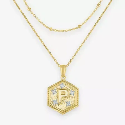 Fine Jewelry Intial "a" Womens Diamond Accent Natural White Diamond 2-pc. Necklace Set