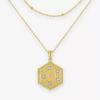 Fine Jewelry Intial "a" Womens Diamond Accent Natural White Diamond 2-pc. Necklace Set