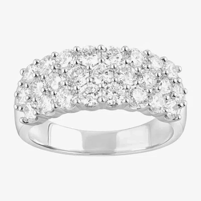 Fine Jewelry (f/vs2) Womens 2 Ct. T.w. Lab Grown White Diamond Sterling Silver Cocktail Ring In White