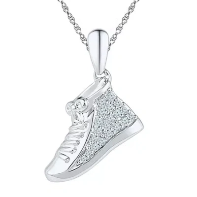 Fine Jewelry Sneaker Womens 1/6 Ct. T.w. Natural White Diamond Sterling Silver 18 Inch Pendant Necklace In Transparent