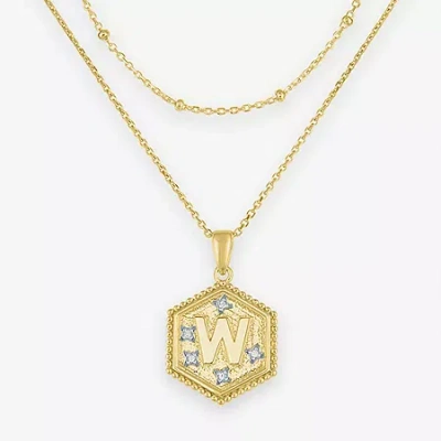 Fine Jewelry Intial "a" Womens Diamond Accent Natural White Diamond 2-pc. Necklace Set