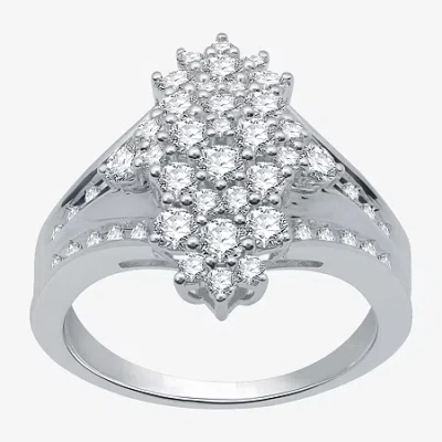 Fine Jewelry Womens 1 Ct. T.w. Natural White Diamond Sterling Silver Cocktail Ring In Transparent