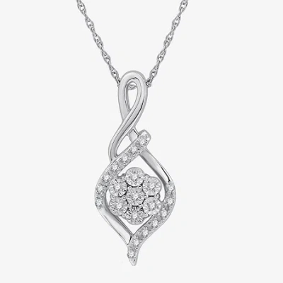 Fine Jewelry Womens 1/10 Ct. T.w. Lab Grown White Diamond Sterling Silver 18 Inch Pendant Necklace In Transparent