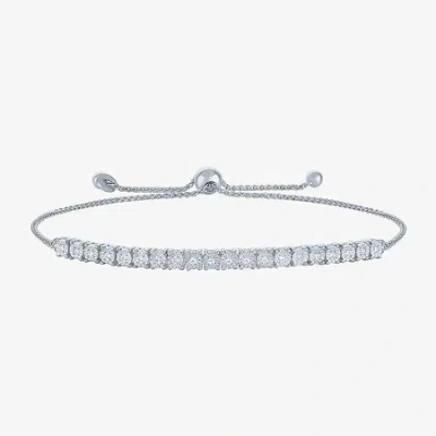 Fine Jewelry (i1-i2/ G-h) Womens 1/10 Ct. T.w. Lab Grown White Diamond Sterling Silver Bolo Bracelet In White