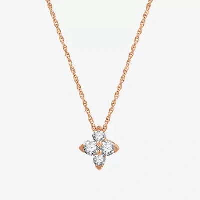 Fine Jewelry Womens 1/4 Ct. T.w. Lab Grown White Diamond 14k Rose Gold Over Silver 18 Inch Pendant Necklace In Transparent