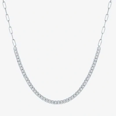 Fine Jewelry (g-h / I1-i2) Womens White Diamond Sterling Silver 13 Inch Tennis Necklace In Transparent