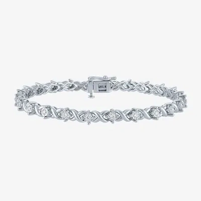 Fine Jewelry (g-h/ I1-i2) Womens 1/2 Ct. T.w. Lab Grown White Diamond Sterling Silver 7.25 Inch Tennis Bracelet In Silver