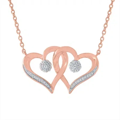 Fine Jewelry Diamond Blossom 1/10 Ct. T.w. Sterling Silver Or 14k Rose Gold Over Silver Heart Pendant Necklace