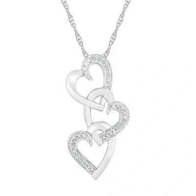 Fine Jewelry Womens Diamond Accent Natural White Diamond Sterling Silver Heart 18 Inch Pendant Necklace In Transparent