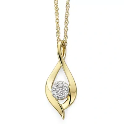 Fine Jewelry Diamond Blossom 1/10 Ct.t.w. Natural Diamond Cluster Infinity Pendant Necklace In Yellow