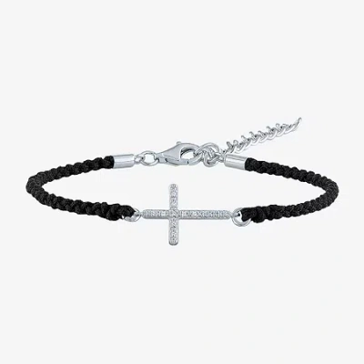 Fine Jewelry Diamond Accent Sideways Womens Diamond Accent Diamond Sterling Silver Cord Bracelet In Transparent