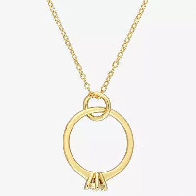 Fine Jewelry Ring Charm Womens Diamond Accent Natural White Diamond 18k Gold Over Silver 18 Inch Pendant Necklace In Transparent
