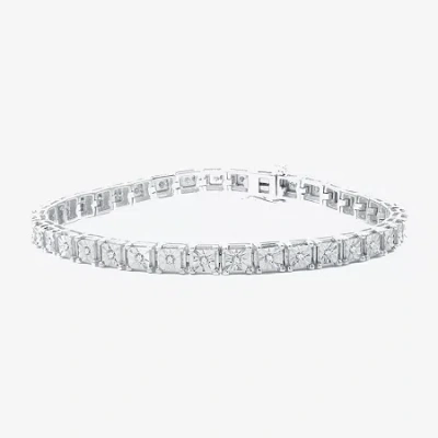 Fine Jewelry Womens 1/2 Ct. T.w. Natural White Diamond Sterling Silver 7.5 Inch Tennis Bracelet In Transparent
