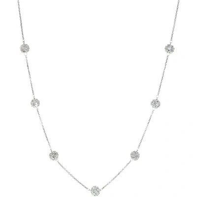 Fine Jewelry Sterling Silver Crystal Beaded Station Necklace In Transparent