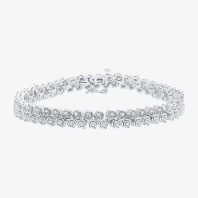 Fine Jewelry (h-i / I1) Womens 1 Ct. T.w. Lab Grown White Diamond Sterling Silver 7.5 Inch Tennis Bracelet In Transparent