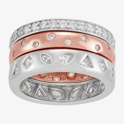 Fine Jewelry Limited Quantities! Womens Cubic Zirconia 18k Rose Gold Over Silver Sterling Silver Ring Set In Transparent