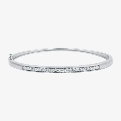 Fine Jewelry Womens 1/10 Ct. T.w. Natural White Diamond Sterling Silver Bangle Bracelet In Transparent