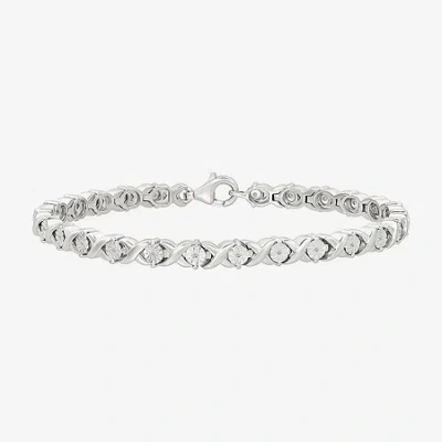Fine Jewelry Womens 1/10 Ct. T.w. Natural White Diamond Sterling Silver 7.5 Inch Tennis Bracelet In Silver