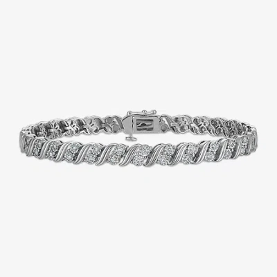 Fine Jewelry (i / I1-i2) Womens 1 Ct. T.w. Lab Grown White Diamond Sterling Silver 7.25 Inch Tennis Bracelet In Silver