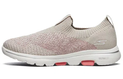 Skechers (wmns)  Go Walk 5 Running Shoes Brown/pink/white In Neutral
