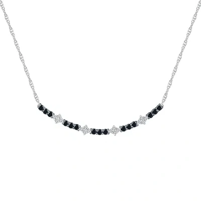 Fine Jewelry Womens 3/4 Ct. T.w. Natural Black Diamond Sterling Silver Curved 18 Inch Pendant Necklace In Transparent