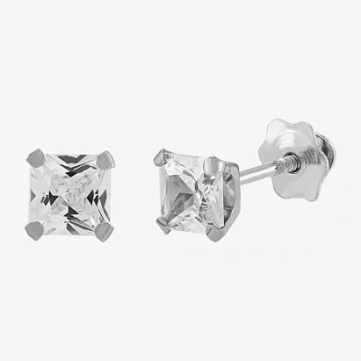 Fine Jewelry Limited Quantities! White Cubic Zirconia 14k White Gold 4mm Stud Earrings In White
