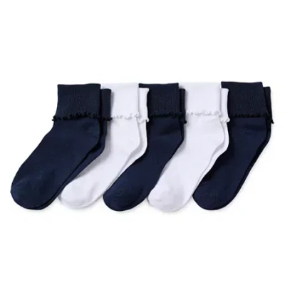 Thereabouts Little & Big Kid Girls 5 Pair Turncuff Socks In Blue