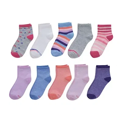 Hanes Big Kid Girls Multi-pack 10 Pair Low Cut Socks In Multi