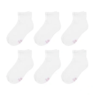 Hanes Ultimate Little & Big Girls 6 Pair Quarter Socks In White
