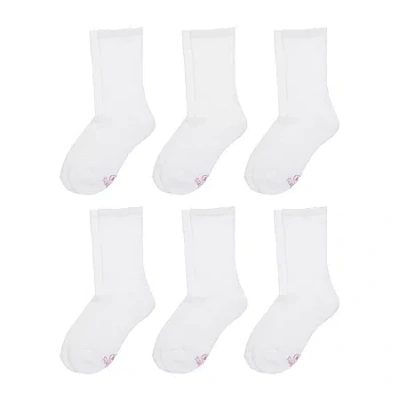 Hanes Ultimate Little & Big Girls 6 Pair Crew Socks In White
