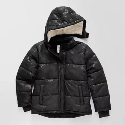Thereabouts Little & Big Kid Girls Adaptive Water Resistant Easy-on + Easy-off Heavyweight Puffer Jacket In Black