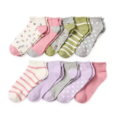 Thereabouts Little & Big Kid Girls 10 Pair Low Cut Socks In Pink