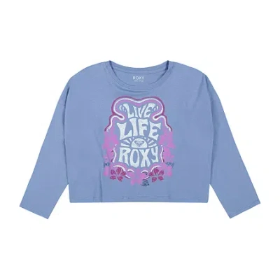 Roxy Big Kid Girls Crew Neck Long Sleeve Modern Fit Graphic T-shirt In Blue