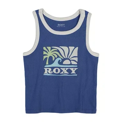 Roxy Big Kid Girls Crew Neck Short Sleeve Tank Top In Blue